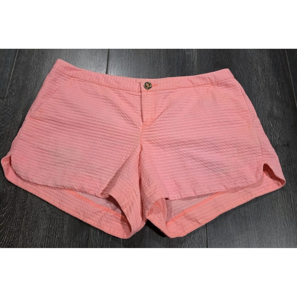 Lilly Pulitzer Adie Shorts Women 4 Cantaloupe Seersucker Preppy Beach Resort 4"